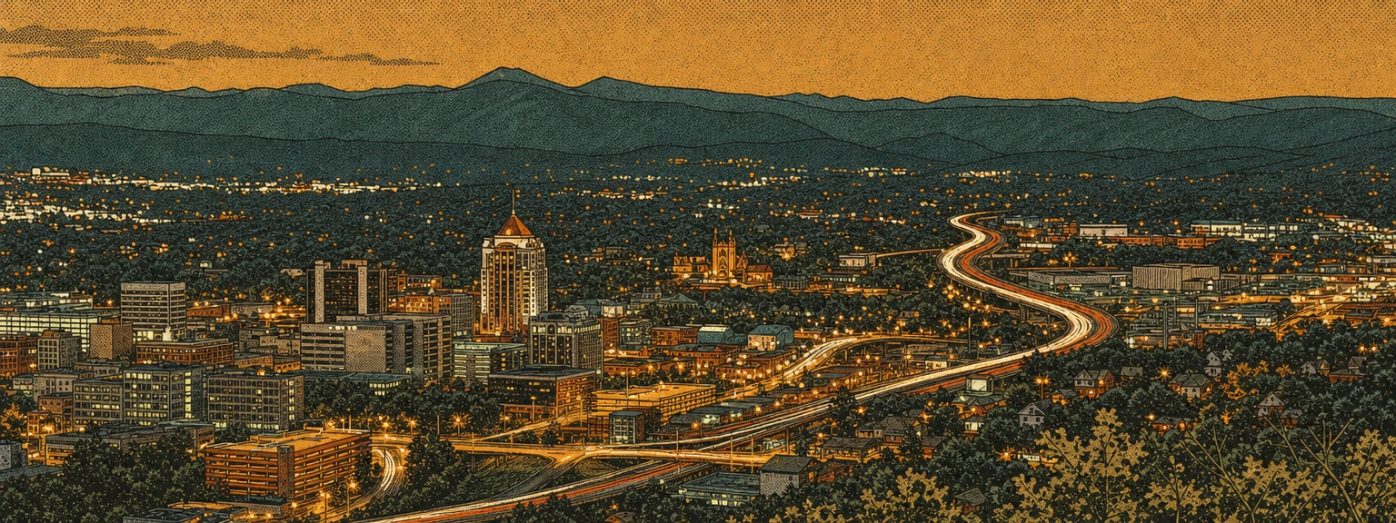 Illustrated view of Roanoke, Virginia