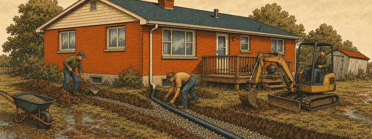 Illustration of foundation & drainage companies at work in Virginia