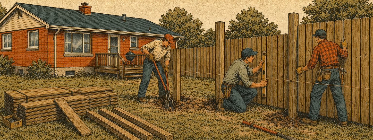 Illustration of fencing companies at work in Virginia