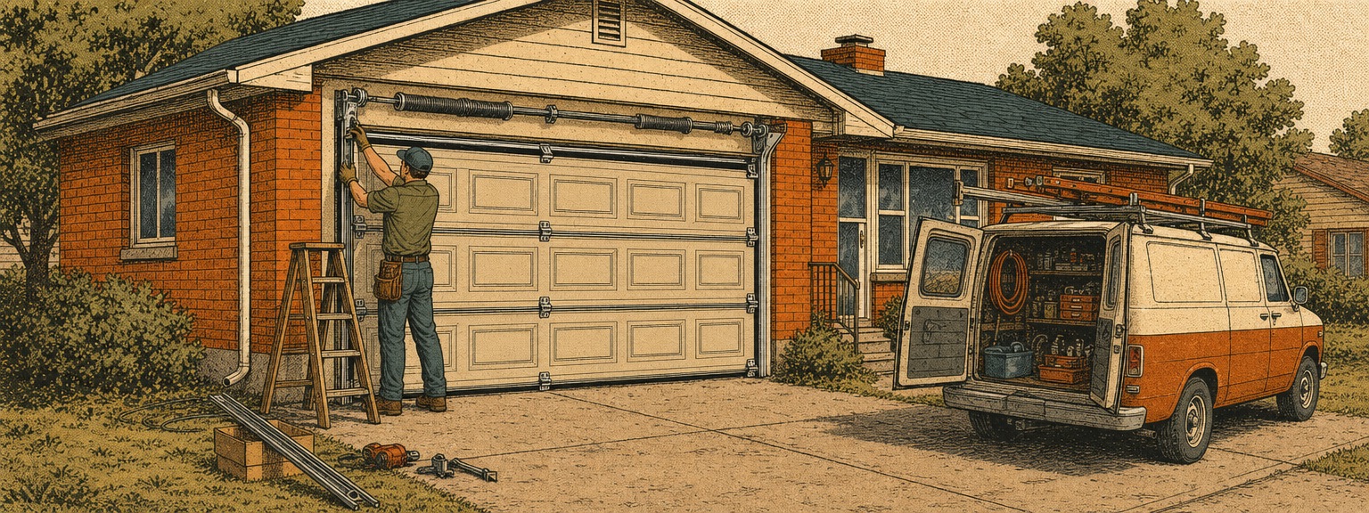 Illustration of garage door companies at work in Virginia