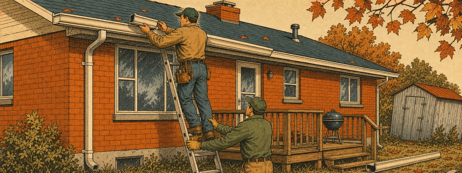 Illustration of gutter companies at work in Virginia