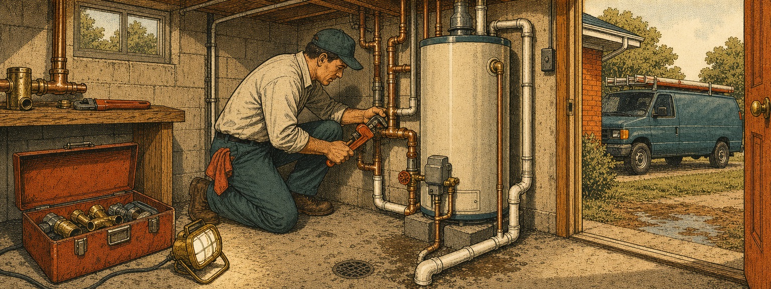 Illustration of plumbing companies at work in Virginia