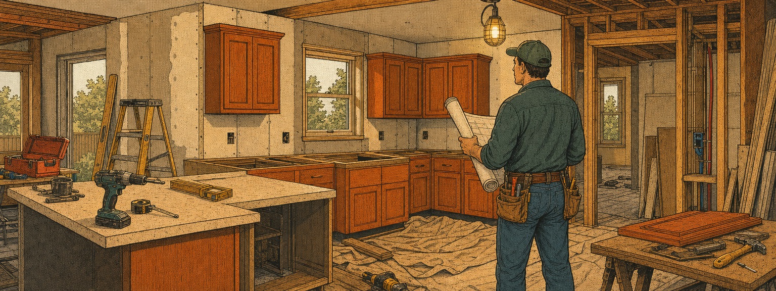 Illustration of remodeling companies at work in Virginia