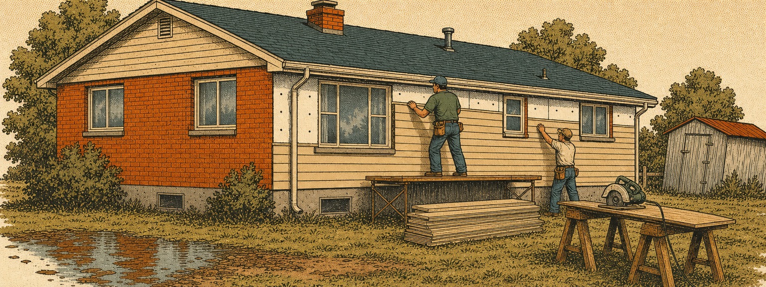 Illustration of siding companies at work in Virginia