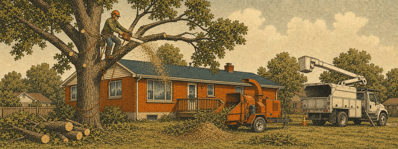 Illustration of tree service companies at work in Virginia